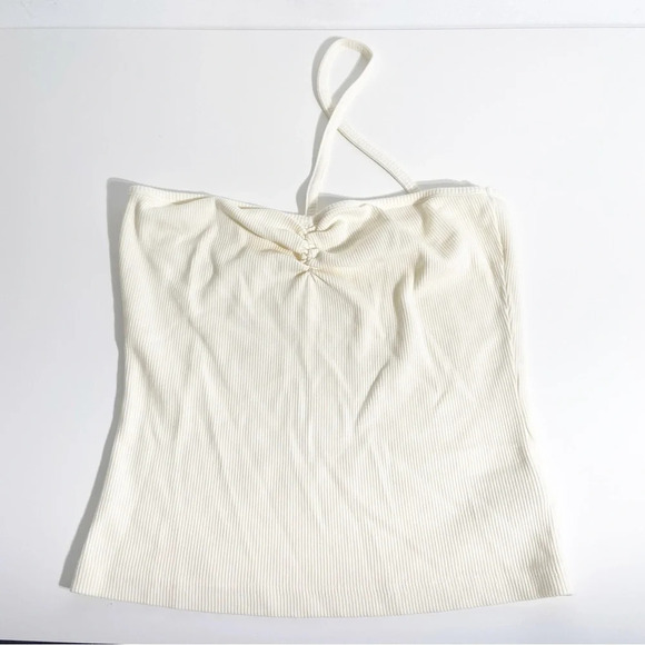 New AGOLDE Lola Gathered Front Tank in Ivory Paste  Size L - Picture 4 of 6